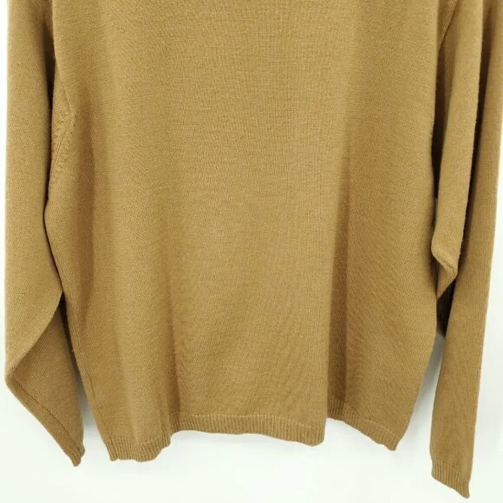 Pendleton 100% Wool Rib-Panel Turtleneck Sweater XL Tan/Camel